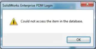 Well, here&x27;s the steps we took to attempt to resolve this We can login to the PDM administration tool to this vault without any problems and can access all the nodes of the tool. . Solidworks pdm could not access the item in the database